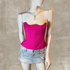 The SEI Hot Pink Boning Structured Strapless Corset Tank Top Blouse 2